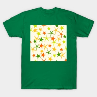 Starfish galaxy in lime green, emerald green, zesty orange and tangerine T-Shirt